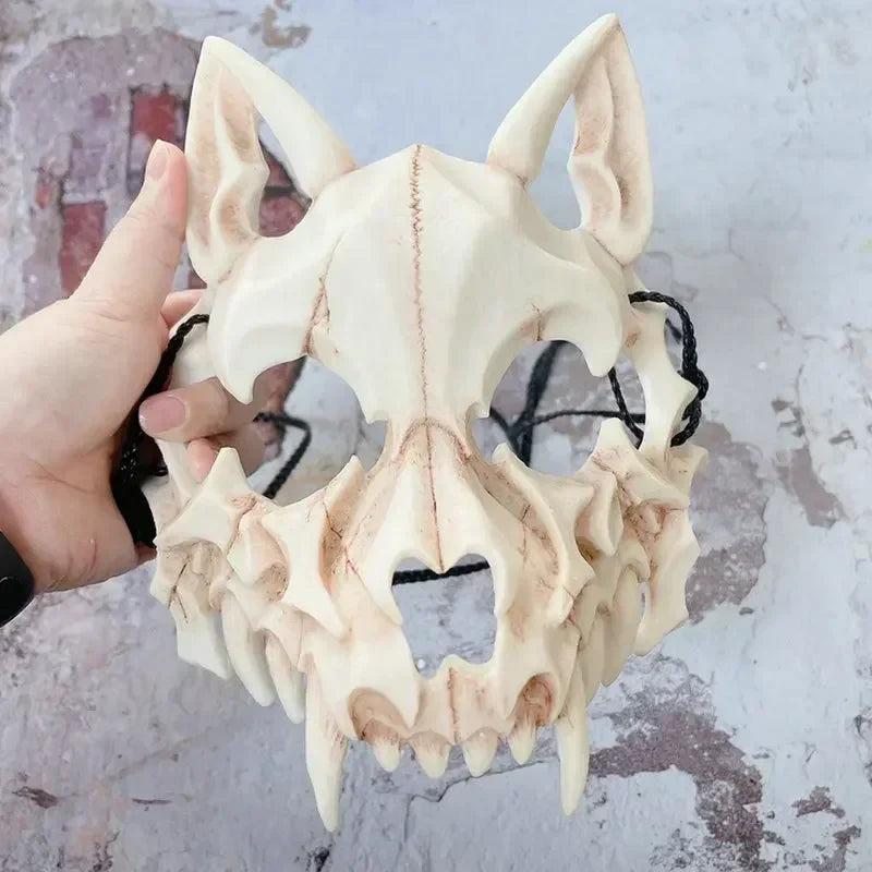 sengpan Varieties of Halloween Half Face Mask Anime Dragon God Skeleton Bone Skull Animals Mask Cosplay Dance Party Prom Costumes Props