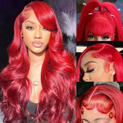 sengpan Red Lace Front Wigs Human Hair 13x4 Red Body Wave Lace Front Wigs Human Hair Pre Plucked Colored HD Red Frontal Wigs Human Hair