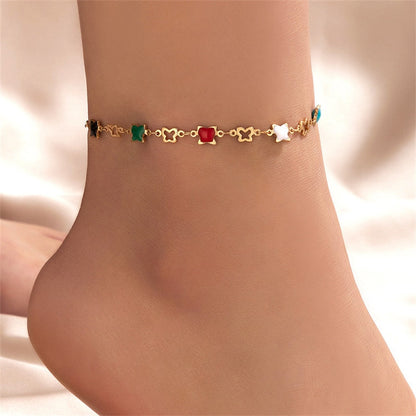 sengpan Simple Heart Boho Anklet Bracelets For Women Summer Holiday Beach Chain Bead Ankle Bracelet On Leg Foot Wedding Party Jewelry