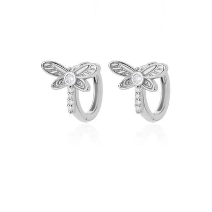 sengpan Zircon Dragonfly Butterfly Hoop Earrings For Women Stainless Steel Insect Piercing Earring Cute Vintage Wedding Jewelry aretes