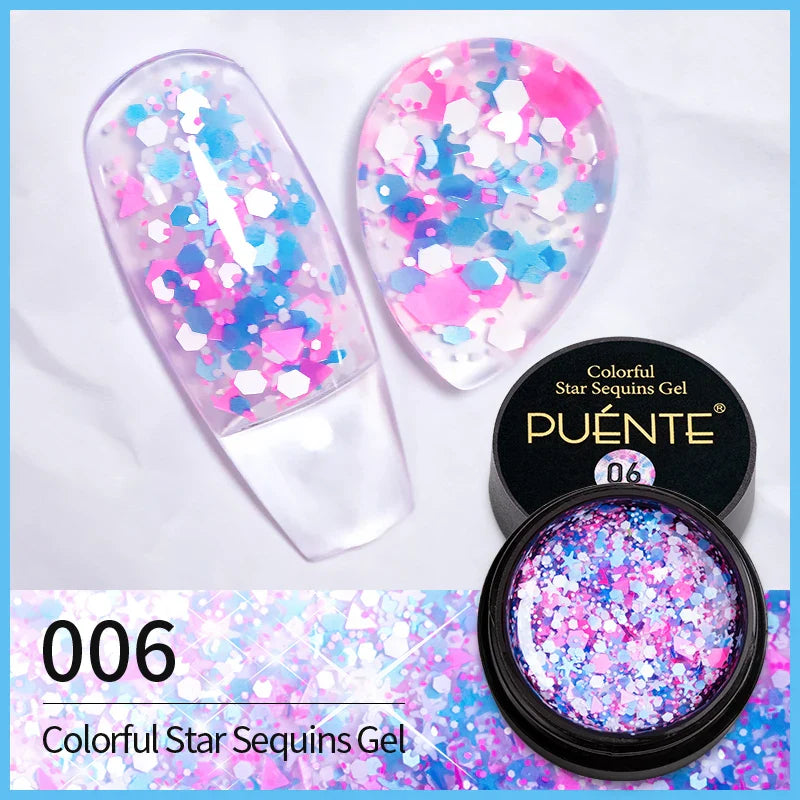 sengpan Sparkling Summer Glitter Sequins Gel Nail Polish 5ML Cream Puff Gel Soak Off UV Nail Gel Semi-permanent Varnish For Manicure