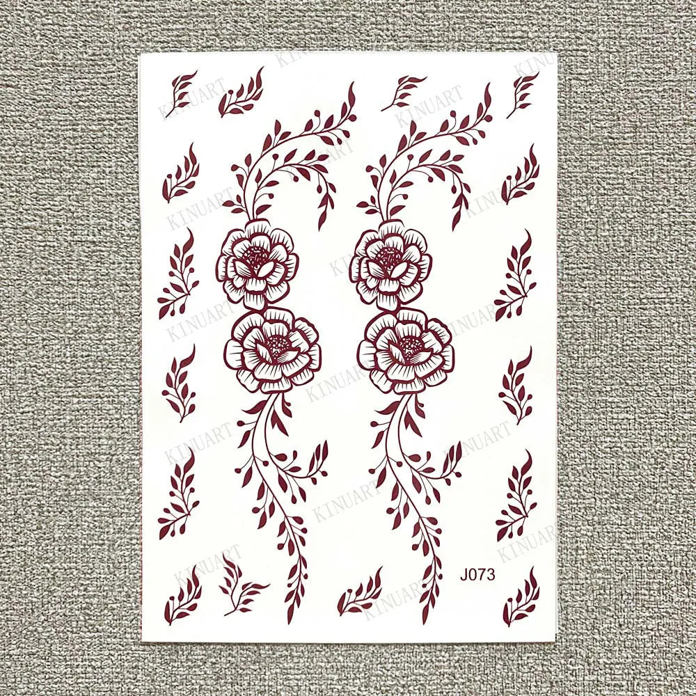 sengpan Brown Henna Tattoo Body Stickers for Women Henna Temporary Tattoos Lace Floral Mehndi Tattoo Waterproof Fake Tatoo Festival