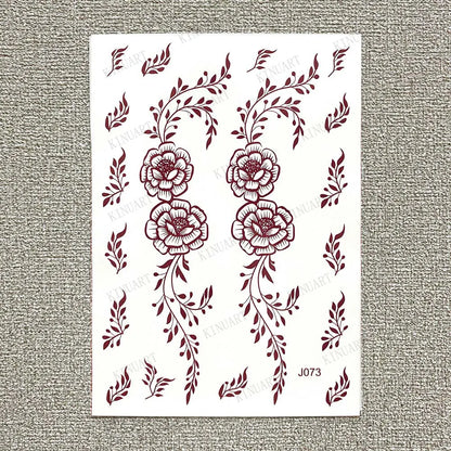 sengpan Brown Henna Tattoo Body Stickers for Women Henna Temporary Tattoos Lace Floral Mehndi Tattoo Waterproof Fake Tatoo Festival