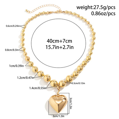 sengpan Punk Big CCB Heart Pendant Necklace For Women Wedding Party Gift Simple Fashion Plastic Beads Choker Necklace Jewelry