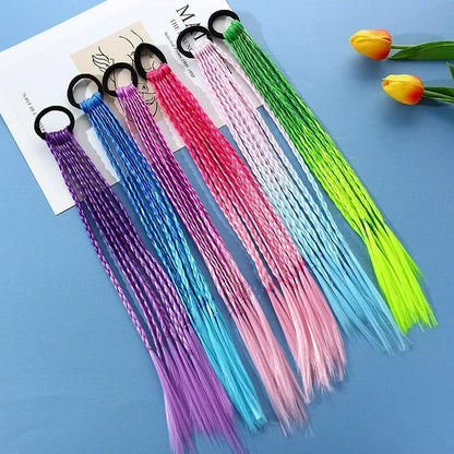 sengpan Korean Fashion Kids Wig Braids Girls Dirty Braid Hair Rope Children Gradient Barrettes Headwear Baby Kids Hair Accessories