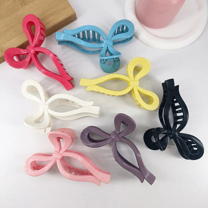 sengpan Simple Sense Three-Dimensional Line Bright lacquer Bow Large Hair Claw Acrylic Shark Clip For Woman Hair Accessories