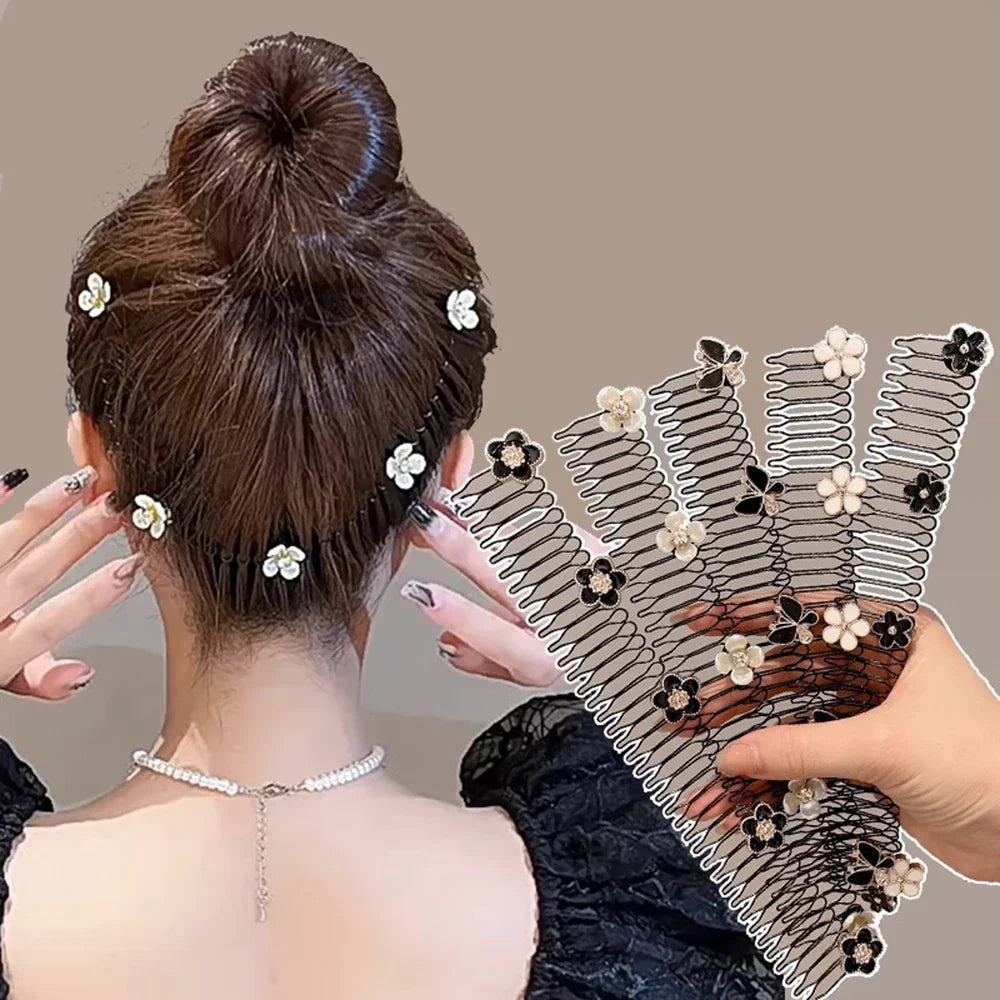 sengpan Camellia Hair Comb Invisible Bangs Hair Clip Tidy Artifact Hair pin Girls Hairpin Women Tools Fixed Inser Comb Hair Accessories