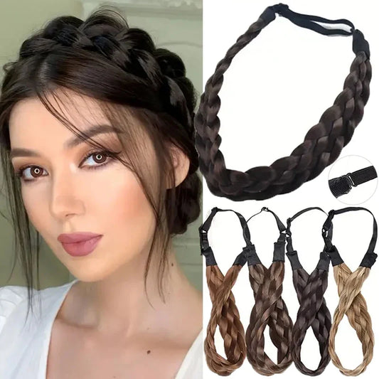 sengpan  Synthetic Wig Headband Fishtail Braids Hair with Adjustable Belt Plaited Hairband Bohemian Style Women Hairstyle Hairpieces