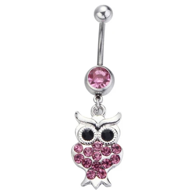 sengpan Romantic Pink Belly Piercing Buckle Umbilical Nail Cat Head Dragonfly Pistol Butterfly Belly Button Rings Piercing Jewelry