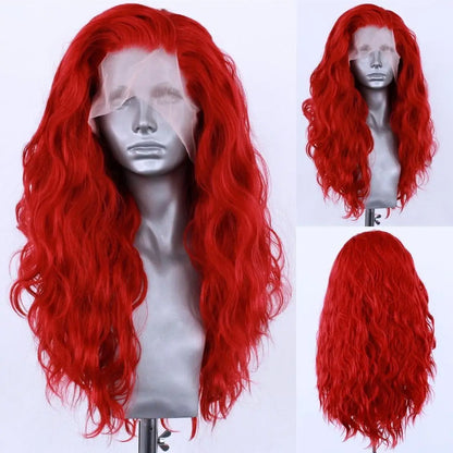 sengpan White Loose Body Wave Synthetic Wig Long Wavy Lace Front Wigs for Women Cosplay Costume Party Hair Wig