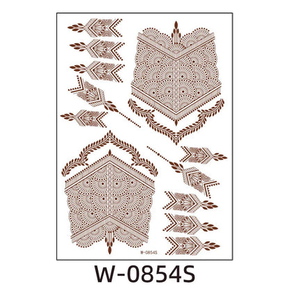 sengpan Waterproof Temporary Brown Henna Tattoo Stickers Chest Lace Mandala Henna Tattoos for Women Diamond Flower Body Art Fake Tatoo