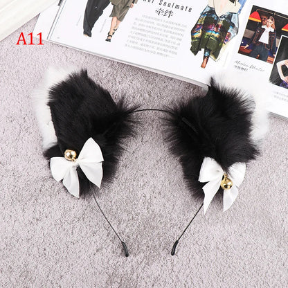 sengpan Animal Cute Cat Ears Halloween Headband Women Kawaii Anime Hair Hoop Halloween Cosplay Party Costume Hair Accessories