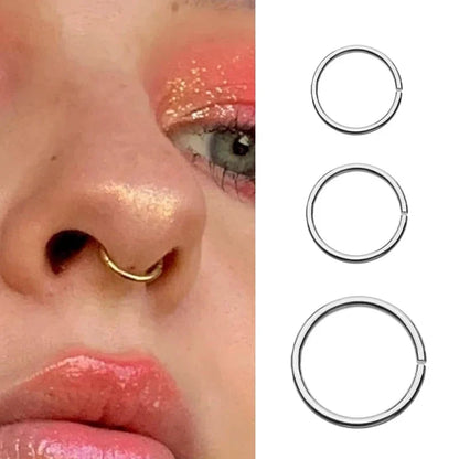 sengpan 3pcs Round Shaped Fake Nose Ring Hoop Septum Rings Stainless Steel Nose Fake Piercing Oreja Pircing Jewelry Nose Ring Piercing