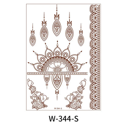 sengpan Waterproof Temporary Brown Henna Tattoo Stickers Chest Lace Mandala Henna Tattoos for Women Diamond Flower Body Art Fake Tatoo