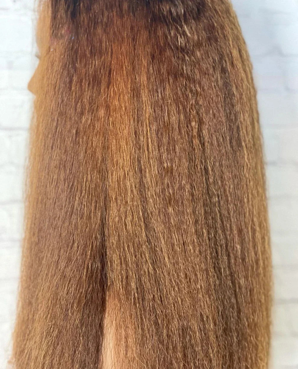 sengpan Brown Glueless 180%Density Synthetic 26Inch Long Kinky Straight Lace Front Wig For Black Women Babyhair Preplucked Daily