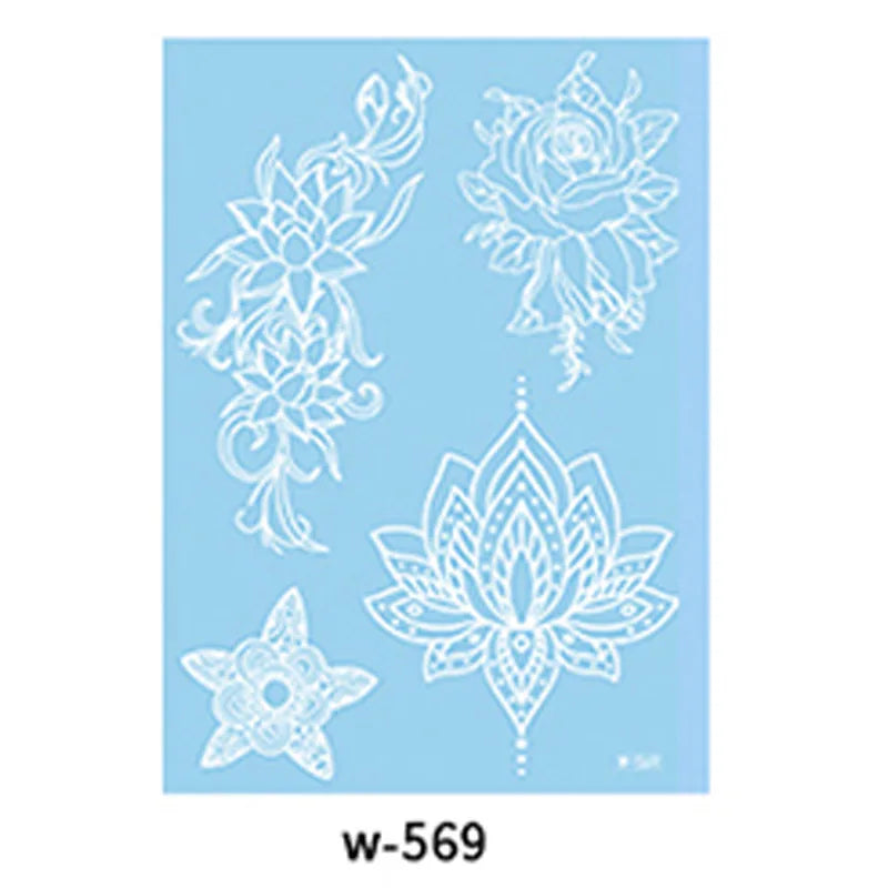 sengpan Sexy Mandala Henna Tattoo White Lace Jewelry Indian Hand Temporary Tattoo Sticker Waterproof Tatoo for Bride Wedding Body Art