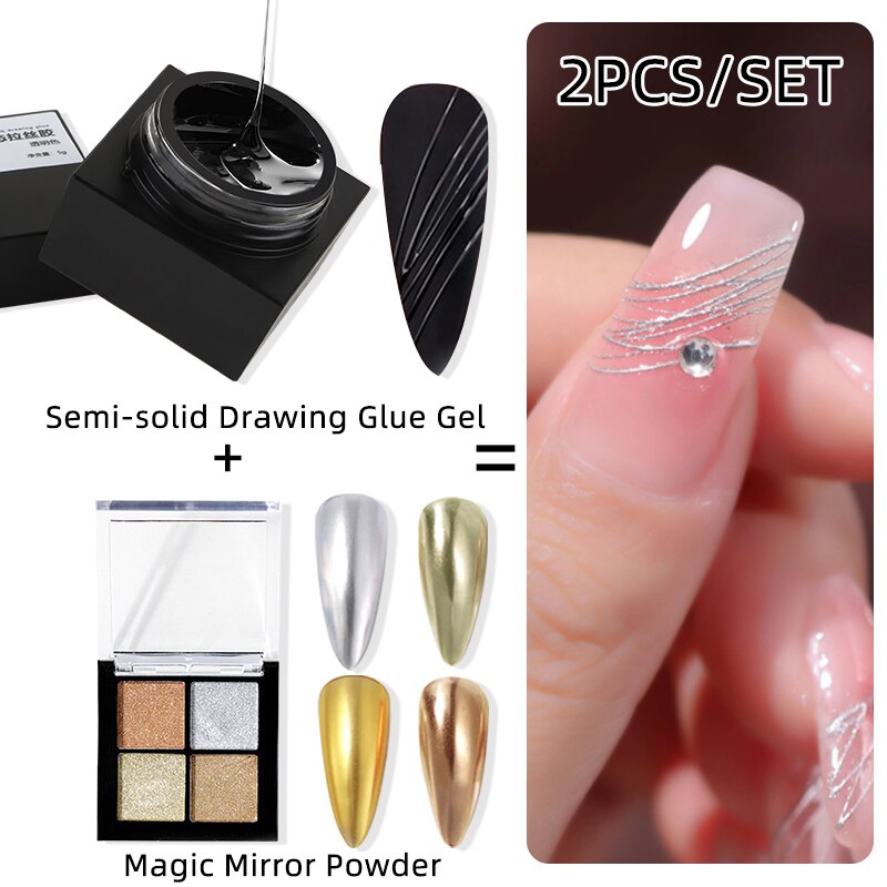 sengpan Semi-solid Drawing Gel Glue Magic Mirror Powder Spider Liner Nail Gel Polish Lamp Gel Lacquers Adhensive Glue Gel Manicures