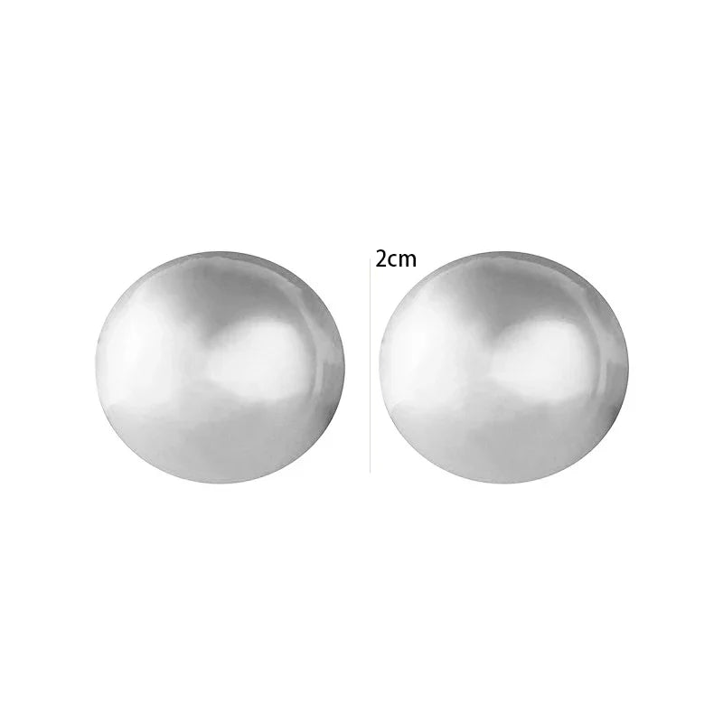 sengpan European Style Punk Fashion Geometric Half Metal Big Ball Round Stud Earrings for Women Girls Party Accessories