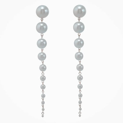 sengpan Elegant Gradient Handmade Simulated Pearl Tassel Long Dangle Earrings For Women Party Jewelry Accessories