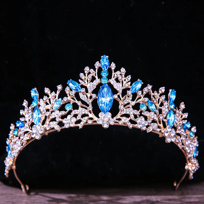 sengpan Baroque Vintage Princess Queen Bridal Crown Headwear Crystal Tiara For Women Wedding Crown Hair Dress Accessories Jewelry