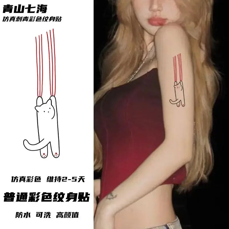 sengpan Lasting Cartoon Cat Scratch Fake Tattoo for Woman Man Art Tattoo Sticker Cute Temporary Tattoos Waterproof Tatuajes Temporales