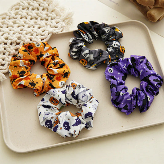 sengpan 4pcs Hair Tie Elastic Large Scrunchie Halloween Hair Rope Ponytail Holder Hair Accessories For daily uses Women