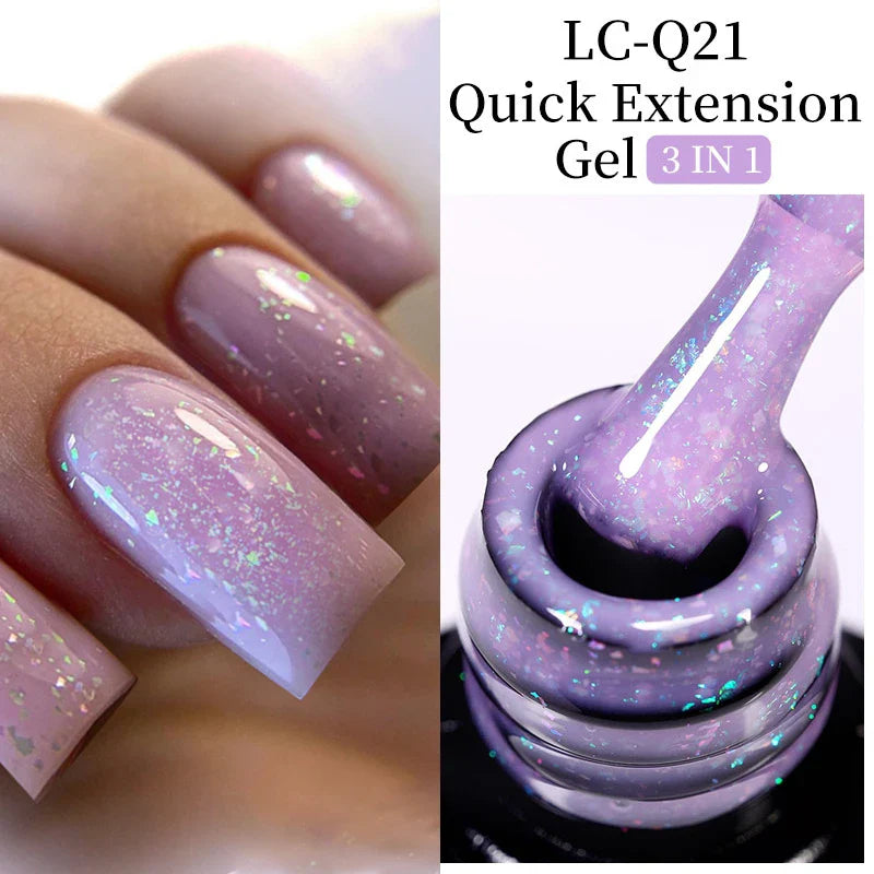 sengpan 7ML Gold Foil Quick Extension Gel Nail Polish Nude Purple Nail Flakes Vernis Semi Permanent UV Gel Nail Art Hard Gel