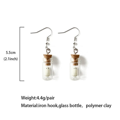 sengpan New Ghost in Bottle Earrings Glow in the Dark Ghost Dangle Earring Luminous Halloween Jewelry for Women Gift