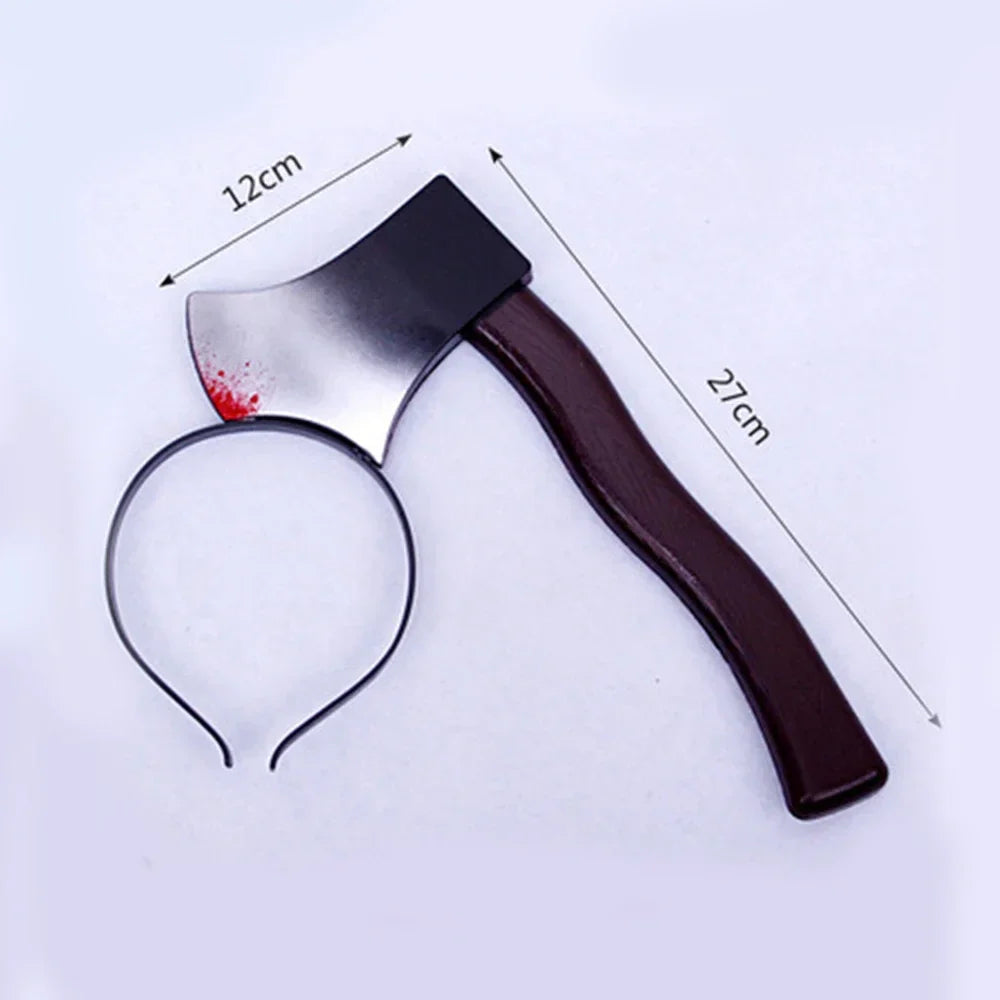 sengpan Halloween Horror Props Blood Fake Ax Saws Knife Headband for Halloween Party Masquerade Mischief Props Decoration Supplies