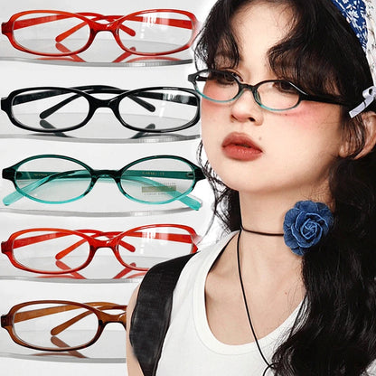 sengpan Y2K Retro Black Oval Small Frame Glasses Frame Women's Anti Blue Light Glasses 2023 Fashion Style Eyeglasses Frame Eyewear