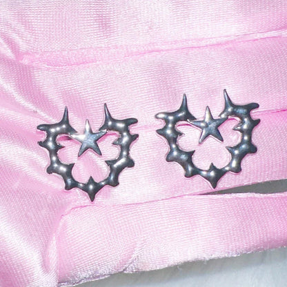 sengpan Y2K Glamor Jewelry Thorn Star Stud Earrings for Women Punk Fashion Korean Geometric Earrings Goth Accessories Aesthetic Cool