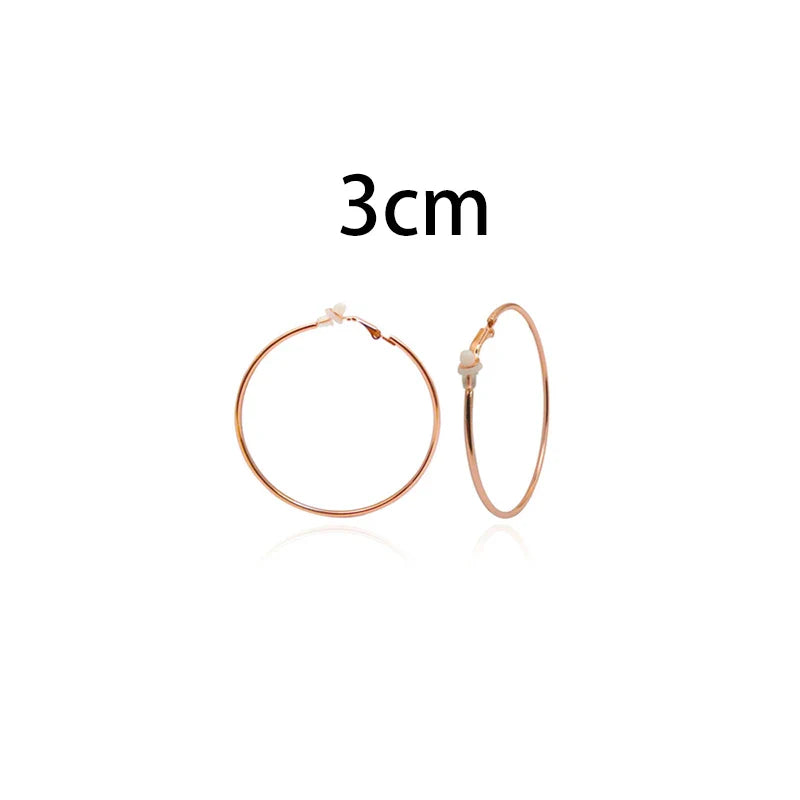 sengpan Round Circle Hoop Earrings Clip Without Piercing Women Gold Silver Stainless Steel Plating Rings Ear Clips Fashion Jewelry Gift