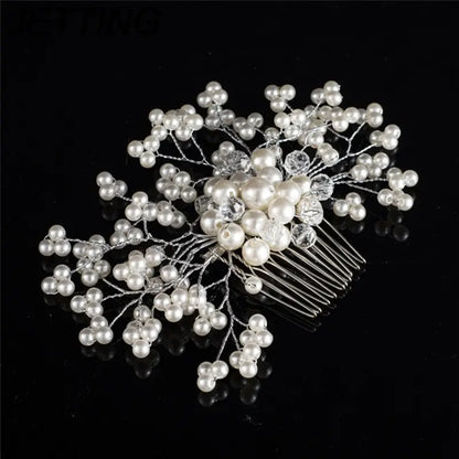 sengpan Women Elegant Hair Comb Clip Beautiful Floral Wedding Pearl Crystal Bridesmaid Bridal Hair Comb Hairpin Jewelry Hair Accessories