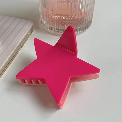 sengpan Pentagram Y2k Fashion Large Shiny Five-Pointed Star Hair Clip Claw Acrylic Acetic Acid Shark Clip Hair Accessories 7cm