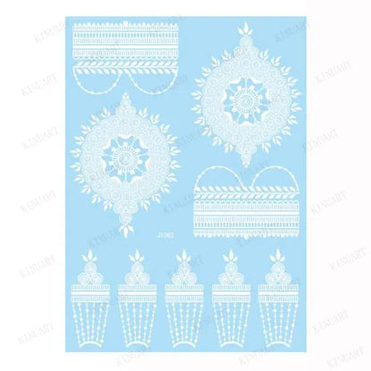 sengpan White Henna Tattoo Sticker Waterproof Temporary Tattoos for Women Body Art Mehndi Stickers for Hand Wedding Party Hena Tattoo