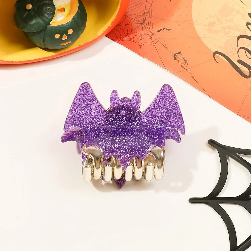 sengpan 8cm Halloween Bat Lady Hair Clip Festive Personality Funny Back of Head Hair Clip Shark Clip Cute Fashion Hair Accessory