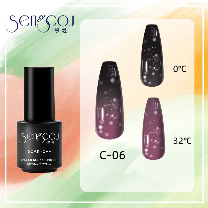 sengpan 7.3ml Thermal Gel Polish More Colors Temperature Color Changing Glitter UV Gel Varnish Soak Off UV LED Gel Lacquers Nail Polish