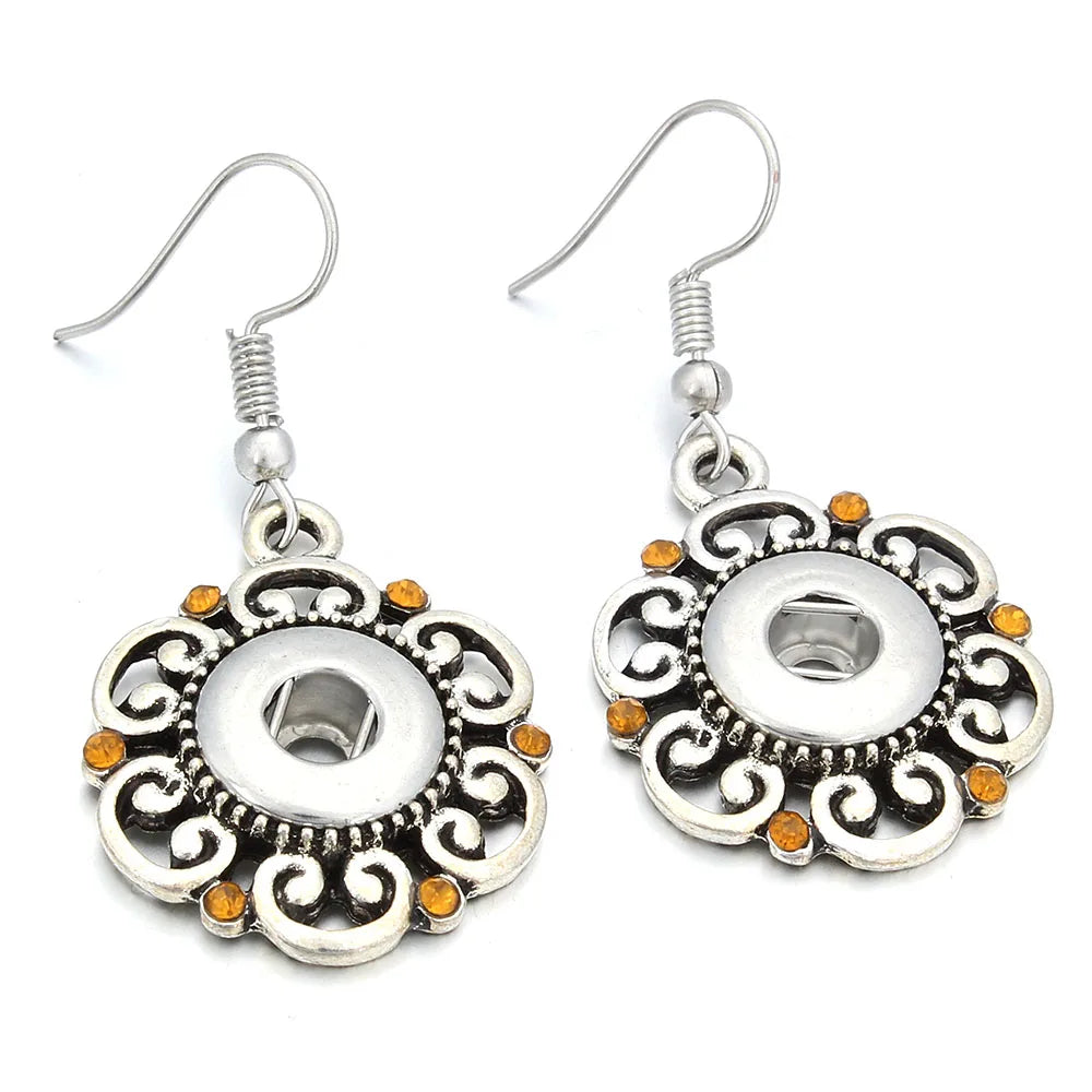 sengpan New 12mm Snap Jewelry Earring Metal 12mm Snap Button Earrings Eardrop Mini Snap Earring Charm Buttons