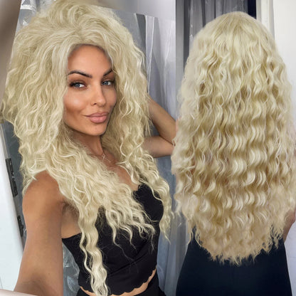 sengpan Ash Blonde Curly Wig Synthetic Long Curly Hair Wigs for Women Fluffy Hairstyle Wave Ombre Wig Costume Carnival Party Regular Wig