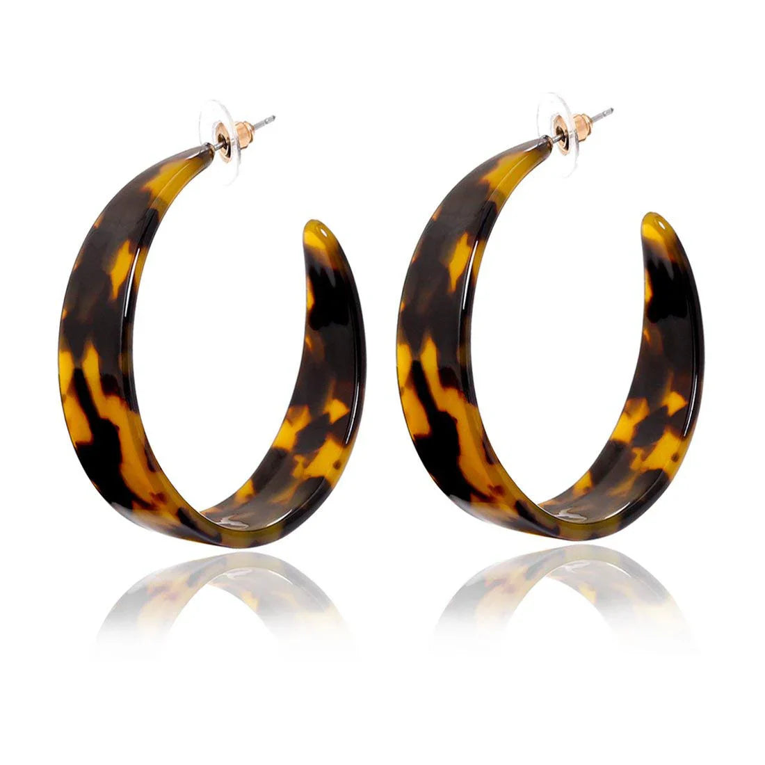 sengpan Fashion Vintage Hoop Earrings Acrylic Acetic Acid Leopard C- Shaped Ear Hook Eardrops Simple Earrings Women