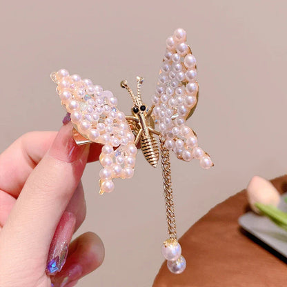 sengpan Shaking Move Wing Top Clip Bangs Clip Shiny Rhinestone Moving Butterfly Children Hairpin Alloy Hair Accessories