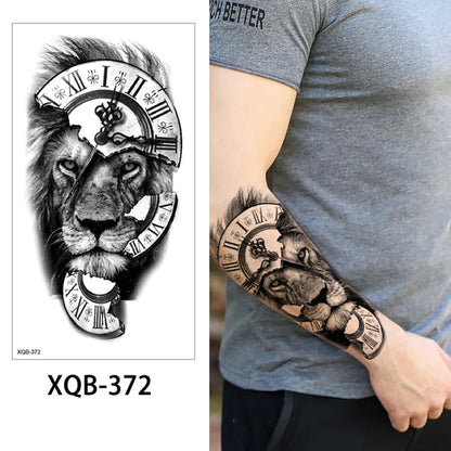 sengpan Black Forest Animal Temporary Tattoos for Men Wolf Tattoo Stickers Tiger Skull Skeleton Fake Tattoo for Women Arm Sleave