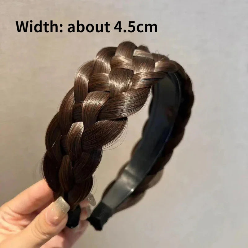 sengpan Wig Braided Headbands for Women Fishbone Wide Twist Hairbands Handmade Head Hoop Hair Bands Styling Headwear Accessories Gift