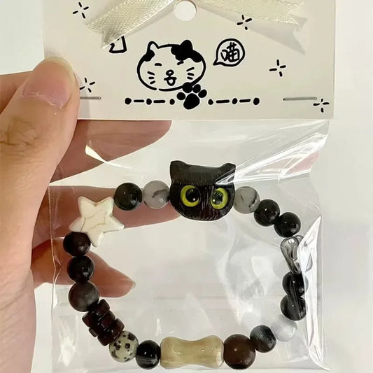 sengpan Cute Little Cat Couple Bracelets for Women Chinese Crystal Handmade Good Luck Bracelet Jewelry Accessories Best Friends Gifts