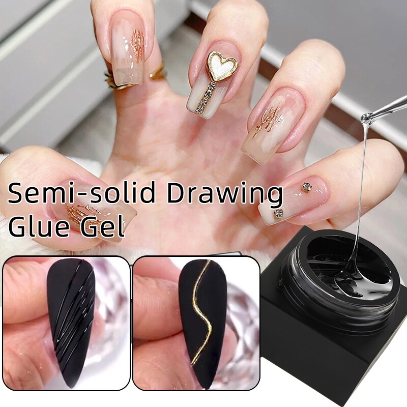 sengpan Semi-solid Drawing Gel Glue Magic Mirror Powder Spider Liner Nail Gel Polish Lamp Gel Lacquers Adhensive Glue Gel Manicures