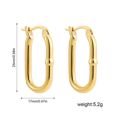 sengpan Classic Stainless Steel Ear Buckle for Women Trendy Gold Color Small Large Circle Hoop Earrings Punk Hip Hop Jewelry Accessories