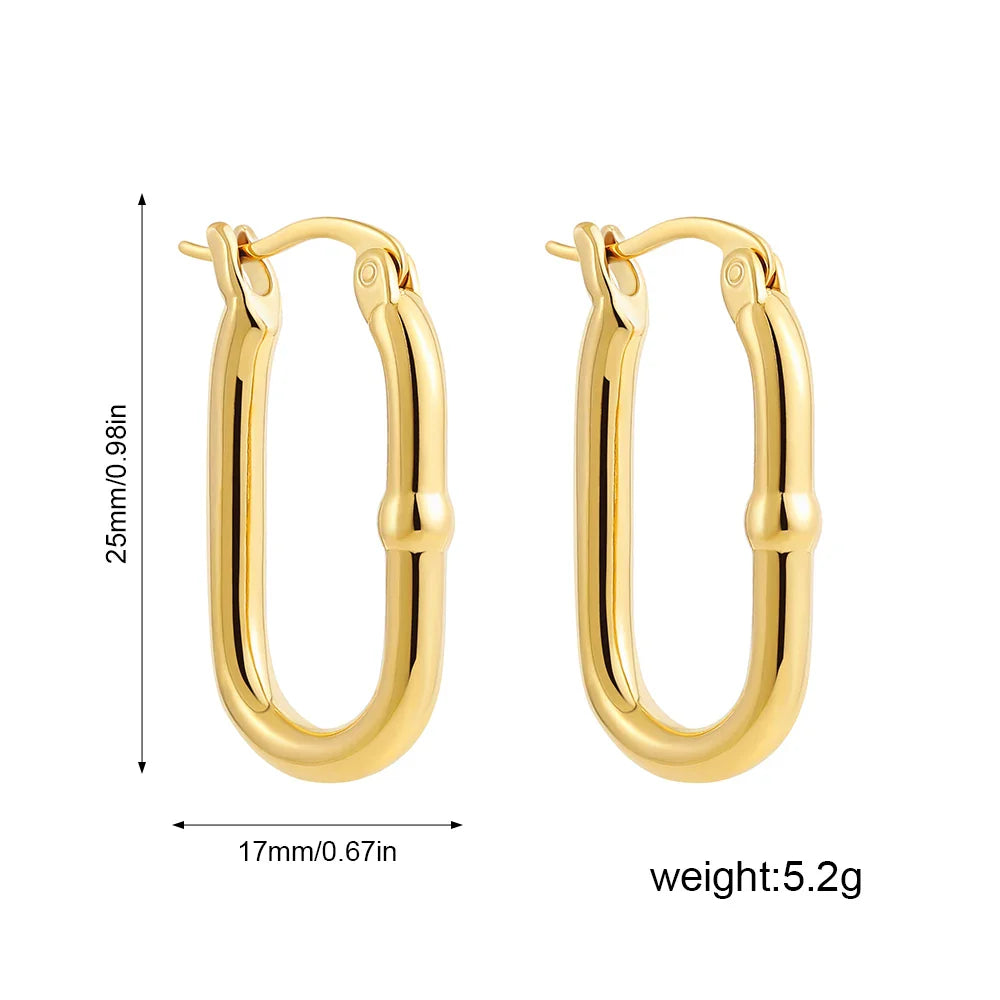 sengpan Classic Stainless Steel Ear Buckle for Women Trendy Gold Color Small Large Circle Hoop Earrings Punk Hip Hop Jewelry Accessories