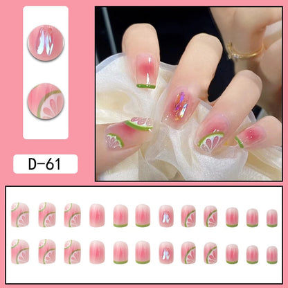 sengpan 24Pcs/Set Press On Fake Nails Green Wearing Reusable False Nails Art Girls Ballerina Coffin Nail With Glue Full Cover Artificial