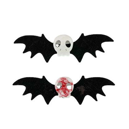 sengpan 1/4pcs Skull Bat Hair Clips Gothic Duckbill Clips Halloween Angel Bat Hair Barrettes Lolita Hairpin Creative Hair Styling Tools