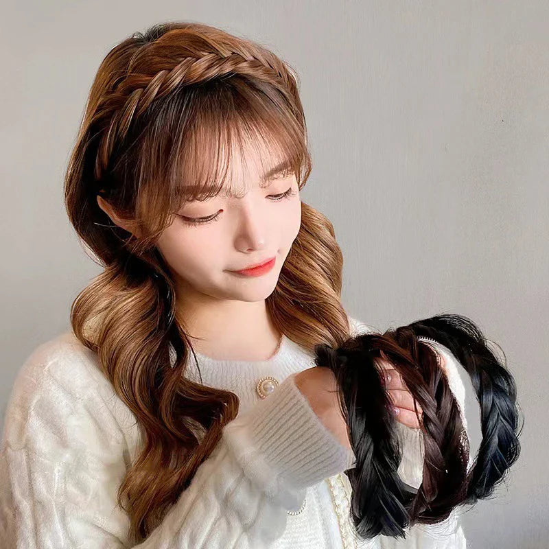 sengpan New Korea Fishbone Braid Wig Twist Braid Headband For Women Fashion Hair Band Hairpin Headdress Bridal Hair Accessories